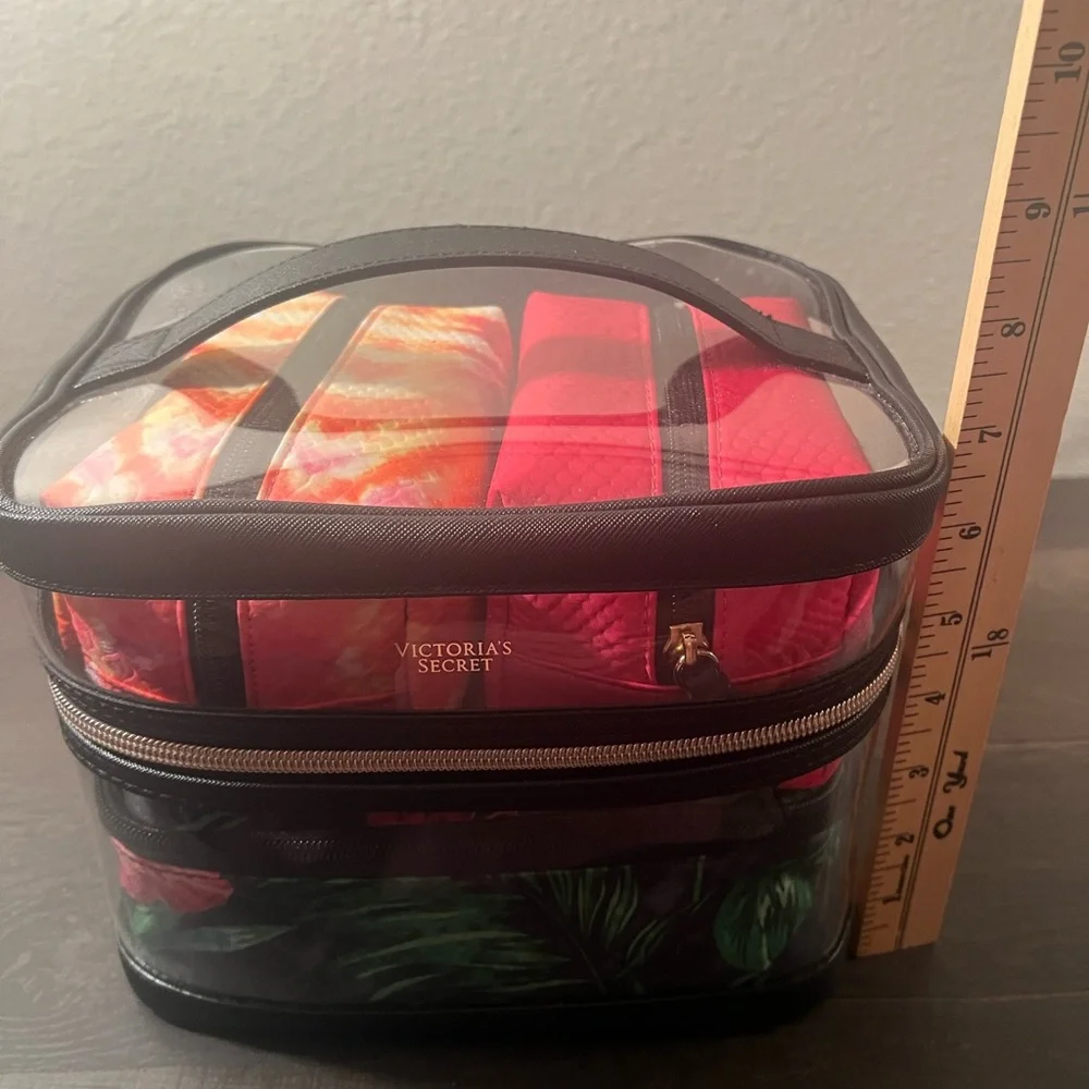 Victoria's Secret Tropical Clear Makeup Organizer - Black and Pink
